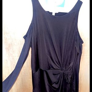 Black Classy Dress, long sleeve with slits on each  arm showing of the shoulder